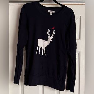 Navy bass reindeer sweater
